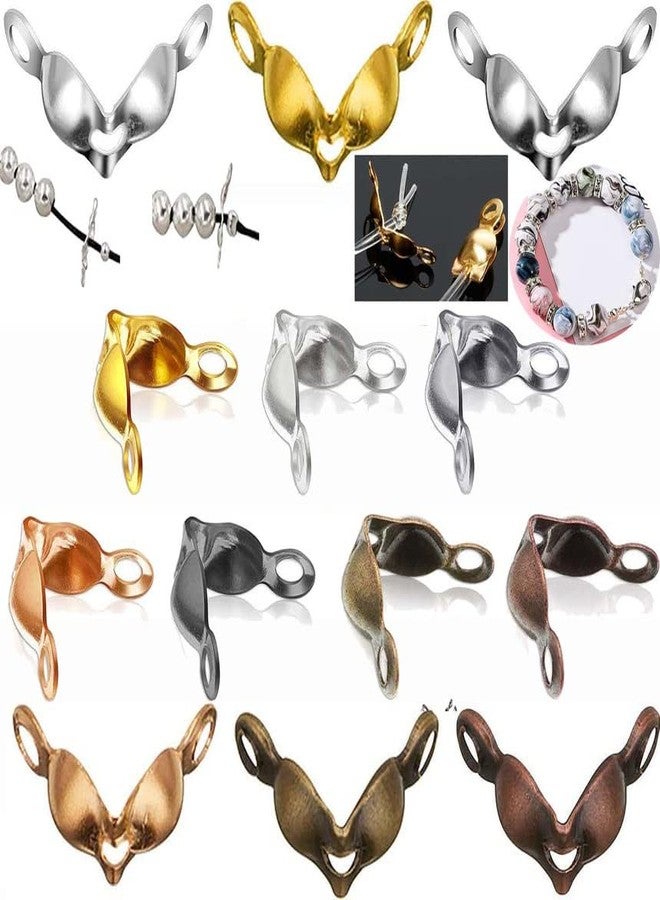 DIY Crafts 50 Pcs, KC Gold, Bead Tips Knot Covers Clamshell Fold-Over Bead Tips Knot Covers Metal Open Bead Tips Knot Covers for Jewelry Making DIY Finding(50 Pcs, KC Gold) - Image 1